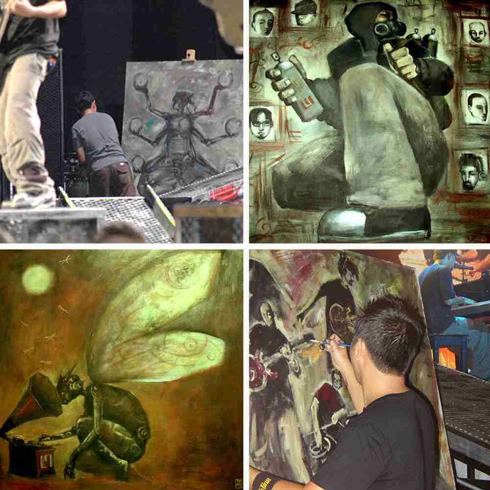 Duy Huynh live painting during the Linkin Park Projekt Revolution Tour.